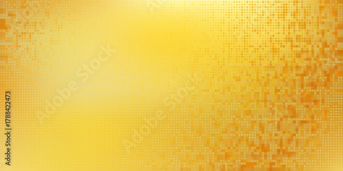 Golden disco party pattern. Yellow square sequin mosaic texture background. Abstract gold shining glitter halftone wallpaper. Sparkling glitter backdrop. Retro vector design template