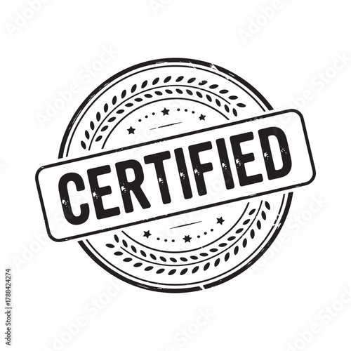 Official certified stamp seal with laurel wreath border