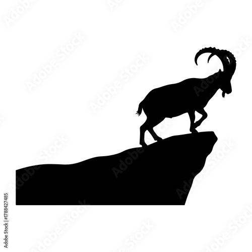 Ibex Silhouette on Cliff Edge goat mountain goat