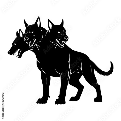 Silhouette of a three-headed dog Cerberus mythological