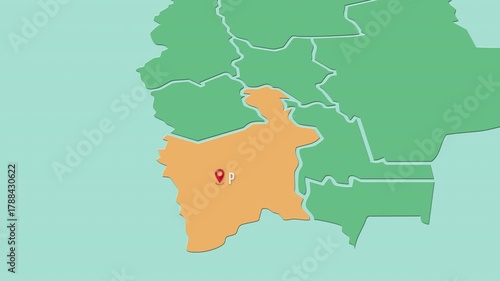 Mapa de Bolivia con división política resaltando el Departamento  Potosí