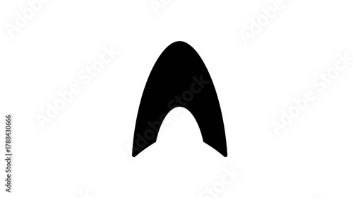 Abstract black minimalist arch shape icon on white background, modern geometric graphic design element, simple vector symbol