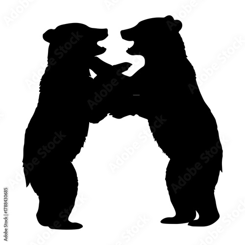 Two Bears Fighting Silhouette grizzly bears brown bears