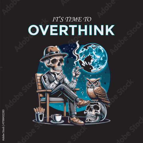 Halloween witch flying on broom over the moon vintage cartoon illustration