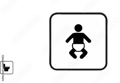 Toilet icon set. WC sign. Washroom, male, female, unisex accessible, baby changing table room, shower, handicap.         Public bathroom pictogram.  