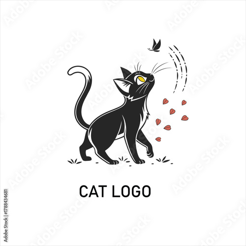 Modern Minimalist cat  Design Logo