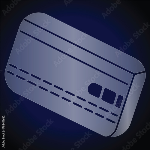 Metallic credit card with embossed lines and dark blue gradient background