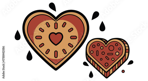 Sweet heart shaped cookies decorated with icing and sprinkles, perfect for celebrations and love.