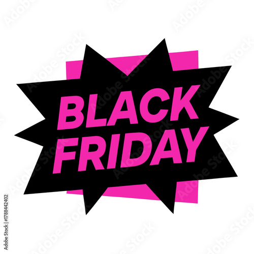 Black friday sale burst graphic with pink and black colors