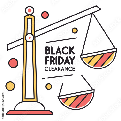 Black friday clearance sale with weighing scales and circles
