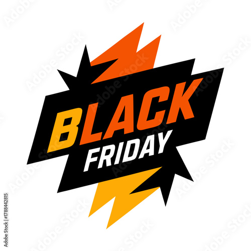 Black friday sale event graphic with bold text and explosive design