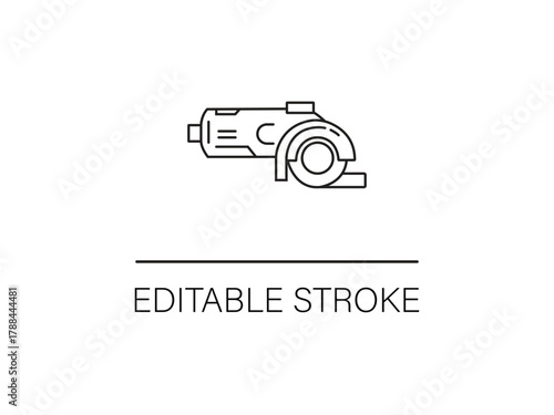Minimalist line art of a powerful angle grinder tool ready for tough jobs and creative projects with editable stroke vector.