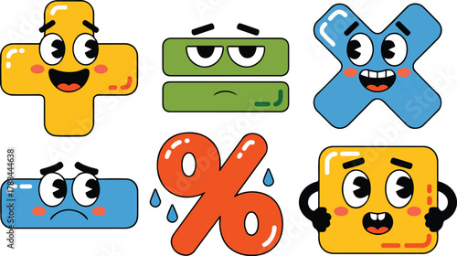 Cartoon Addition Sign With Cheerful Expression For Mathematical Learning In Primary Education And Fun Math Problems