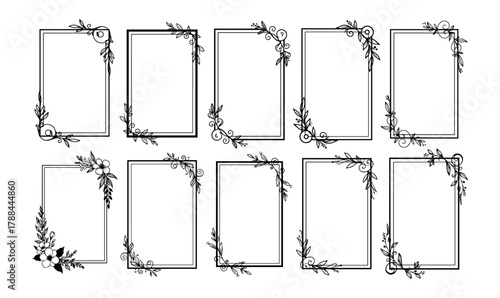 Hand drawn floral frame set