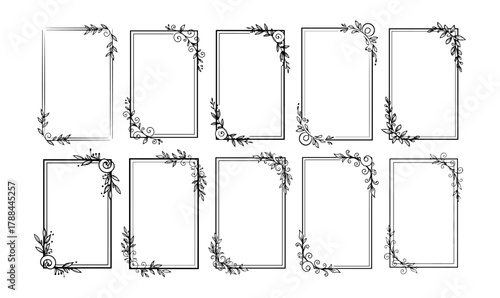 Hand drawn floral frame set