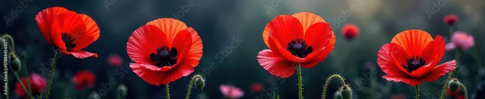 Fototapeta premium Crimson poppy bursts from asphalt fissure, vibrant against grey , photography, flower