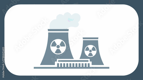 Nuclear Power Plant Icon Energy Generation Facility Symbol Depicting Atomic Energy and Industrial Production of Electricity