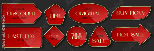 An elegant set of luxurious red sale labels