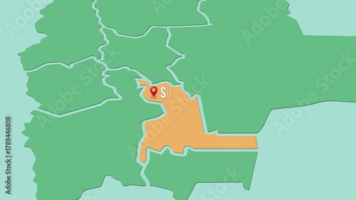 Mapa de Bolivia con división política resaltando el Departamento Chuquisaca con su capital Sucre