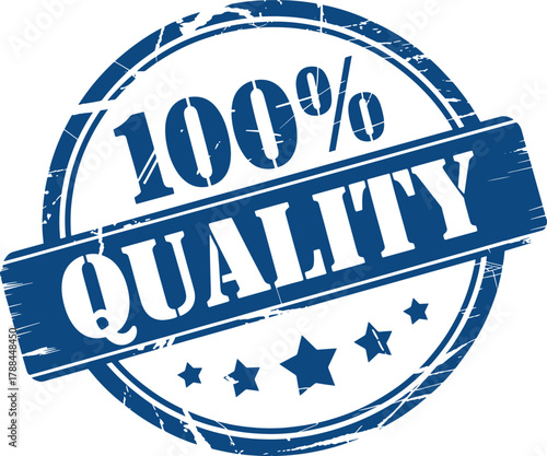 One hundred percent quality stamp with stars for product promotion