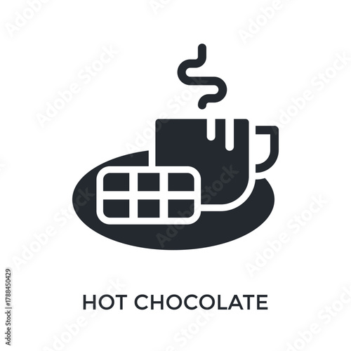 Hot Chocolate Icon Glyph Style. Vector Illustration For Graphic Design