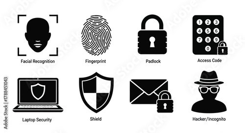 Cybersecurity icons set digital safety and protection methods editable vector
