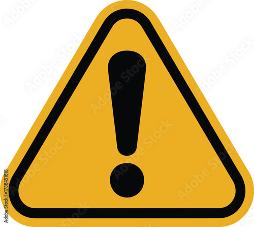 Yellow Warning Sign with Exclamation Point Symbol to denote caution risk
