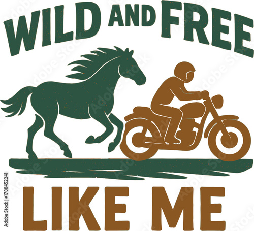 Wild Spirit Biker Quote Illustration Design