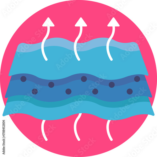 Symbolizes textiles with ventilation properties for enhanced breathability and comfort.