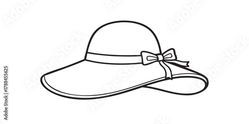 Summer sun hat outline icon vector