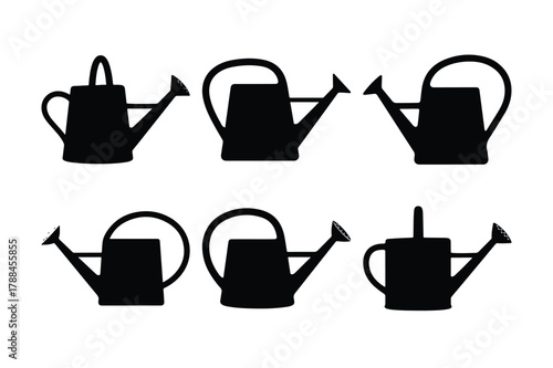 Watering can silhouette vector set