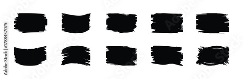 Big collection of black paint, ink brush strokes, brushes, lines, grungy. Dirty artistic design elements, boxes, frames. Vector illustration.