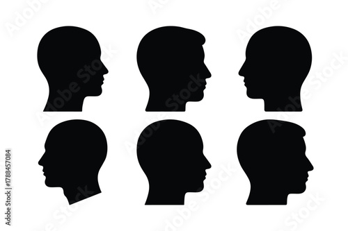 Human head profile silhouette vector set