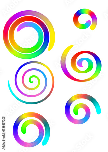 Abstract color gradient spirals wallpaper, rainbow color ribbons vector graphic,  Background with Vector Spiral Pattern