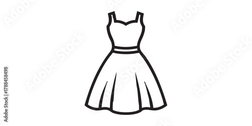 Dress silhouette with skirt portion outline icon vector