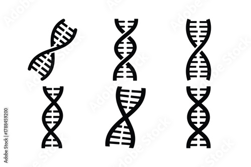 DNA helix silhouette vector icon set
