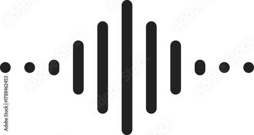 Sound wave icon set. Audio Wave and Music Frequency Symbols. Audio Equalizer and Volume Level Interface. Voice Recording and Live Broadcast Waveform Symbols