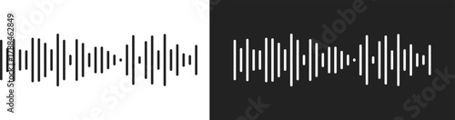 Sound wave icon set. Audio Wave and Music Frequency Symbols. Audio Equalizer and Volume Level Interface. Voice Recording and Live Broadcast Waveform Symbols