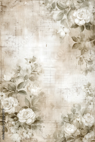Vintage Elegance: White Roses Writing Paper for Scrapbooking and Craft Art