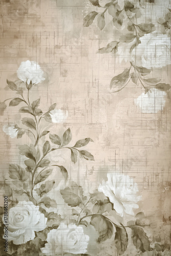 Vintage Elegance: White Roses Writing Paper for Scrapbooking and Craft Art