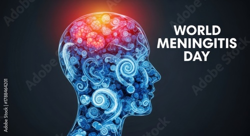 World Meningitis Day human head brain inflammation awareness concept