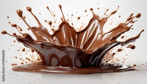 melting chocolate burst explosion splash isolated on white background