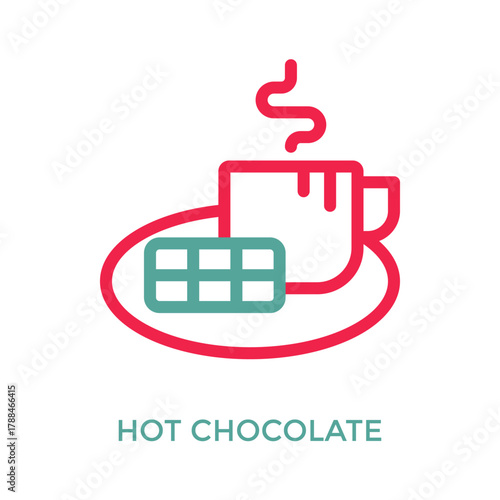 Hot Chocolate Icon Outline Color Style. Vector Illustration For Graphic Design