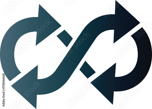 Interconnected arrows forming an infinity loop symbol representing endless cycles and continuous movement