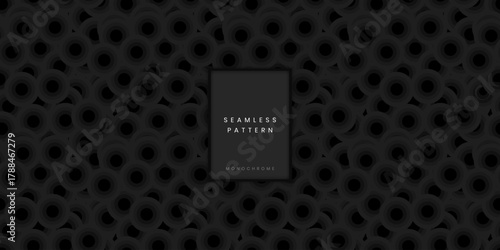 Seamless Dark Monochromatic Overlapping Concentric Circles Pattern