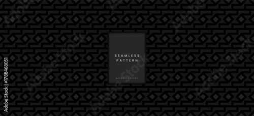 Dark Seamless Monochromatic Ethnic Interlocking Harmonies Pattern