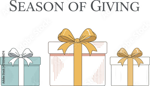 Colorful gifts with bows for the season of giving celebration and holiday cheer