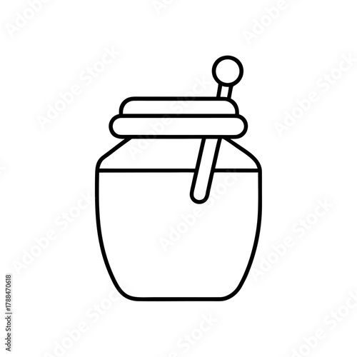  a line-art icon of a honey jar with a dipper