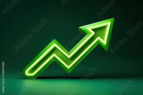 Wallpaper Mural Bright green neon arrow symbolizing upward growth and positive financial trends Torontodigital.ca