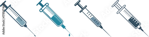 Syringe injection outline icon symbolizing vaccination, healthcare, and medical treatment in clean vector line design